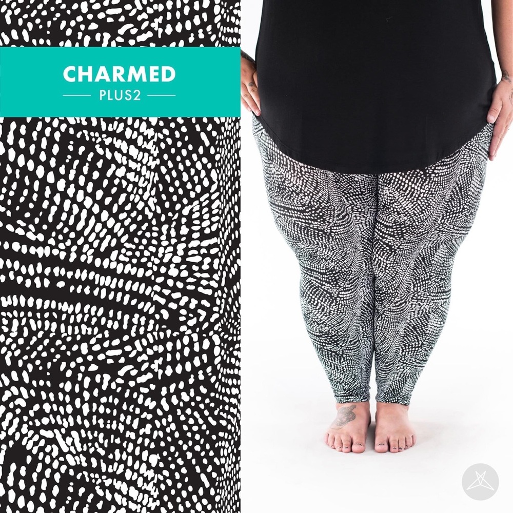 BNWT SweetLegs "Charmed” Adult Plus2 (Fits most 22-28) full length leggings